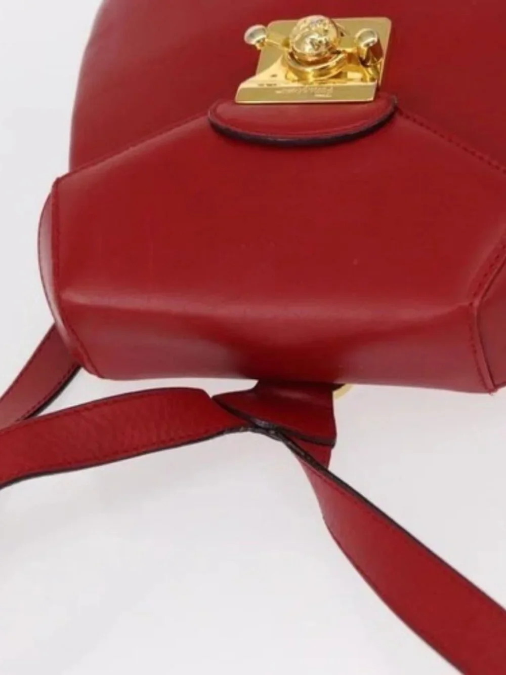 Salvatore Ferragamo Backpack Leather Red Gold Auth 150428